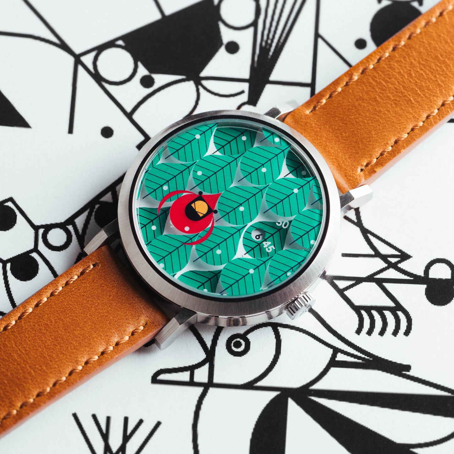 Charley Harper Coniferous Cardinal Jump Hour Automatic