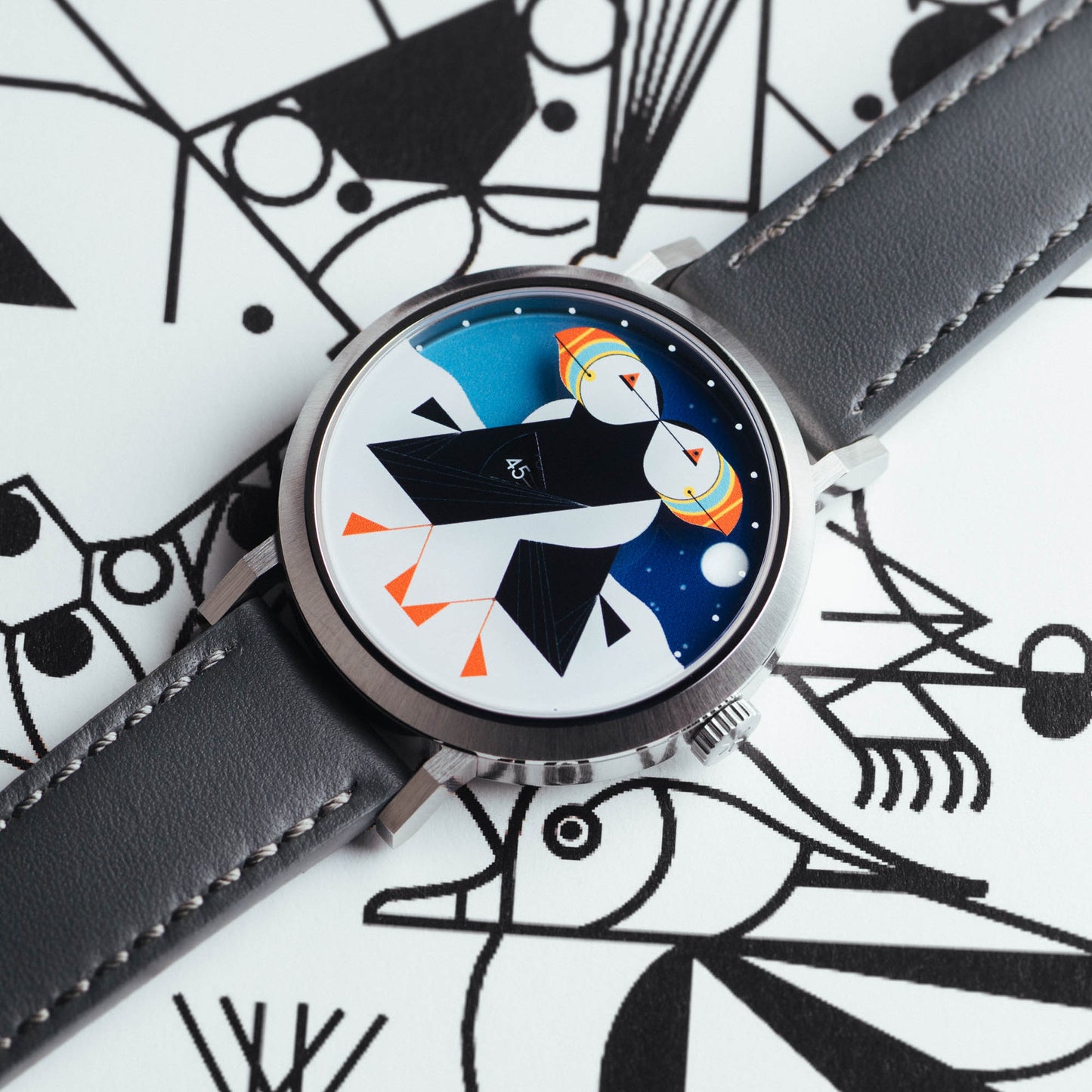 Charley Harper Puffins Passing Day & Night