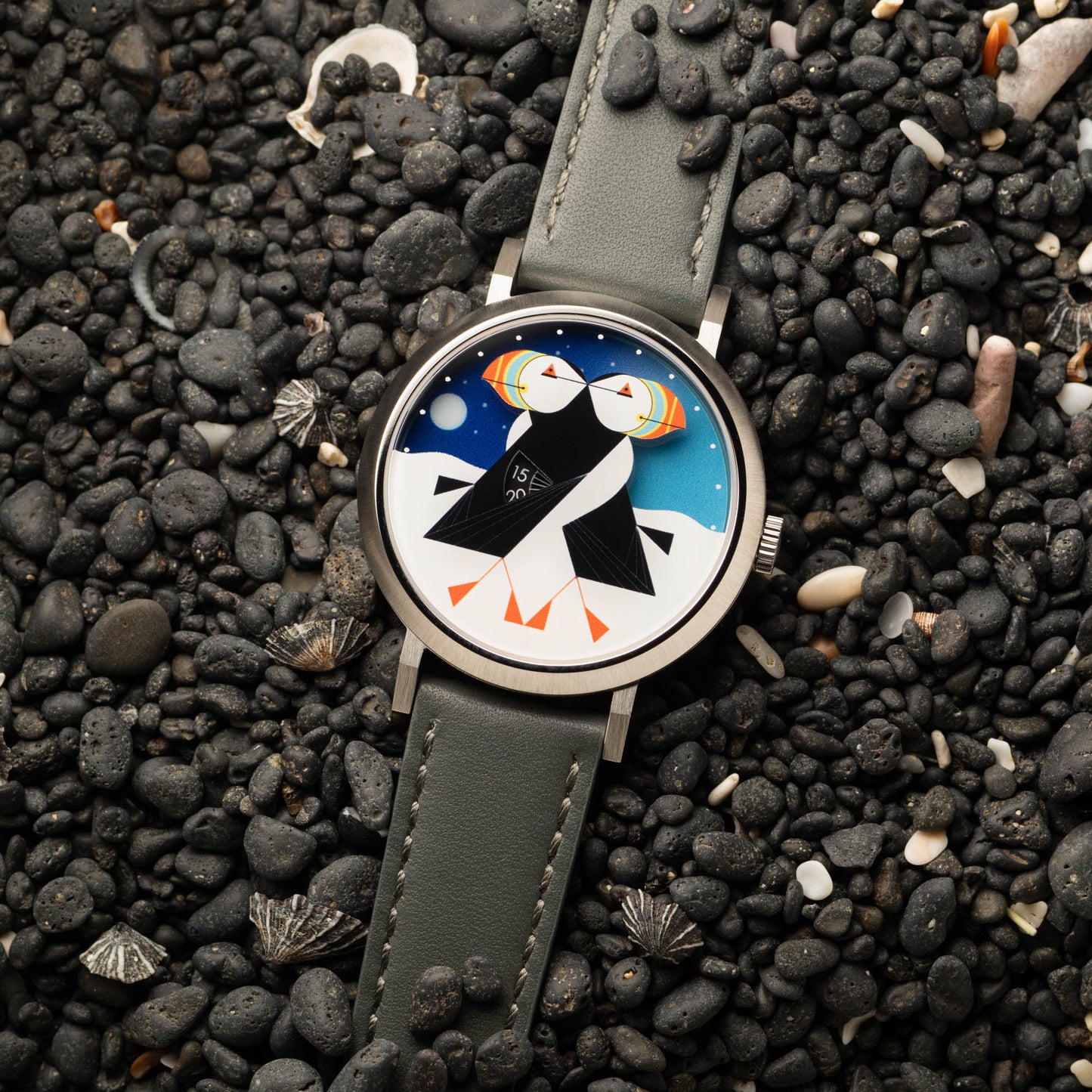 Charley Harper Puffins Passing Day & Night