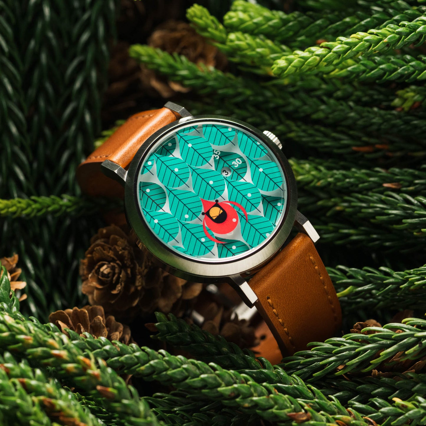 Charley Harper Coniferous Cardinal Jump Hour Automatic