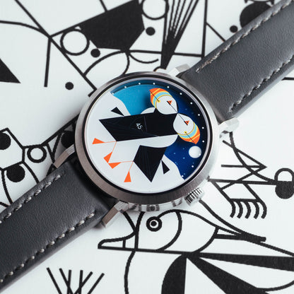 Charley Harper Puffins Passing Day & Night